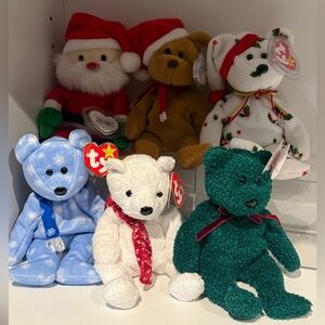 Ty Holiday Beanie Babies Set - Santa plus 1997-2001 Holiday Teddy’s